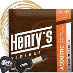 HENRYS Acoustic Guitar Strings 10-47 - Guitar Strings Acoustic Steel - 5 Guitar Accessories - String Action Gauge Fret Cloth Guitar Picks Acoustic Nail File - Acoustic Strings Light Set of 6