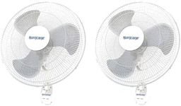 Hurricane Supreme 18 Inch 90 Degree Oscillating Indoor Wall Mounted 3 Speed Fan with Adjustable Tilt and Pull Chain Control, White (2 Pack)