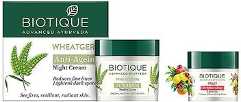 Biotique Bio Wheat Germ FIRMING FACE and BODY NIGHT CREAM For Normal To Dry Skin, 50G And Biotique Bio Fruit Whitening Lip Balm, 12g