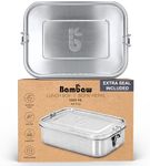 Bambaw Metal Lunch Box with Compartments 1200 ml, Stainless Steel Lunch Container, Stainless Steel Bento Lunch Box, Bento Lunch Box Stainless Steel, 40 oz