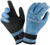 XUKER Neoprene Gloves Men Women, 3mm Five Finger Winter Wetsuit Gloves Keep Warm for Scuba Diving Surfing Swimming Fishing Water Sports (Camo Blue, Medium)