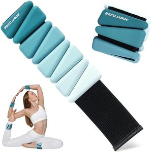 BECOJADDE Ankle Weights for Women Wrist Weights Set of 2 (2 lbs Each) Adjustable Arm Leg Weight for Womens Men Suitable for Walking Swimming Running Pilates Yoga Gym, Peacock Green