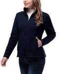 33,000ft Womens Fleece Jackets Ladies Lightweight Warm Full Zip Coat Breathable Microfleece Ladies Sweater Casual Long Sleeve, Ideal for Travelling Outdoor Sport Dark Navy Blue L