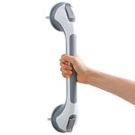 TAILI Grab Rails for Bathroom, 43 CM Shower Handles Suction, MAX 109 KG Safety Shower Grab Bars, Strong Hand Rails for Elderly, Senior, Disabled, No Drilling Handrail Waterproof Disability Aids - Grey