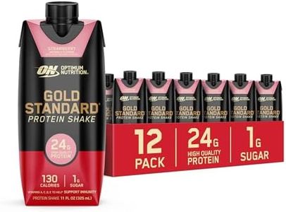 Optimum Nutrition Gold Standard Protein Shake, 24g Protein, Ready to Drink Protein Shake, Gluten Free, Vitamin C for Immune Support, Strawberry, 11 Fl Oz, 12 Count (Pack of 1) (Packaging May Vary)