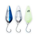 Etic Cobra Fishing Spoons Kit 100% Made of Brass - 2.5" 1/2oz - Lures Baits for Trout Pike Walleye Musky Bass and More - Hooks Included (3pcs)