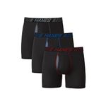 Hanes Men's Total Support Pouch Boxer Briefs Pack, Anti-Chafing, Moisture-Wicking Underwear with Cooling (Trunks Available), Regular Leg-Black, Large (Pack of 3)