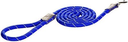 Rogz Classic Rope Dog Lead with Genuine Leather Cuffs Blue Large