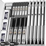 Nicpro 22PCS Metal Mechanical Pencils Set in Case, Art Drafting Pencil 0.5, 0.7, 0.9 mm & 2 PCS 2mm Graphite Lead Holder(4B 2B HB 2H) for Drawing Writing Sketching With 10 Tube Lead Refills Erasers