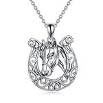 YAFEINI Horseshoe Horse Necklace 925 Sterling Silver Horseshoe Pendant Lucky Horse Jewelry Gifts for Women Girls