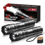 RECHOO LED Torch Battery Powered 2000 Lumens, 2 Pack Small Torches Led Super Bright for Men Dad Kids, Powerful Flashlight with 3 Lighting Modes, Adjustable Focus, Pocket Torch for Power Cuts,Emergency