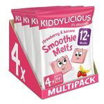 Kiddylicious Strawberry & Banana Smoothie Melts - Delicious Snacks for Kids - Suitable for 12+ Months - 4 Packs of 4 (16 Total)