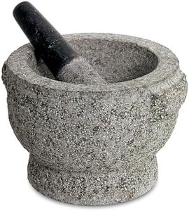 Avanti Rough Solid Granite Mortar and Pestle, 20 cm Diameter, Grey