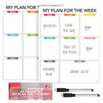 SOL 2pk A4 Magnetic Weekly Planner for Fridge with 2pk Pens Weekly Planner Whiteboard Fridge Planner Weekly Meal Planner Magnetic Meal Planner for Fridge Homework Planner White Board Planner