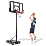 GYMAX Portable Basketball Hoop, 4.25-10 FT Height Adjustable Basketball Goal System, 49’’ Shatterproof Backboard & 18” Standard Basket Rim, All-Weather Basketball Stand for Kids, Teenagers, Adults