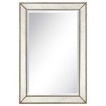 Empire Art Direct Solid Wood Frame Wall Mirror, 1"-Beveled Center Antique Mirror for Bathroom, Bedroom, Living Room, Ready to Hang, 24" x 36", Champagne