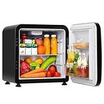 TANGZON Mini Fridge, 42L/68L Compact Portable Refrigerator with Auto Defrost, Reversible Hinged Door, Adjustable Temperature and Glass Shelf, Table Top Cooler for Home, Office & Dorm (42L, Black)