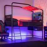 X Rocker Contra Mid-Sleeper Gaming Bed, with TV Mount and Safety Ladder, Customizable, 2113001, 78" x 51" x 74.9", Twin, Black