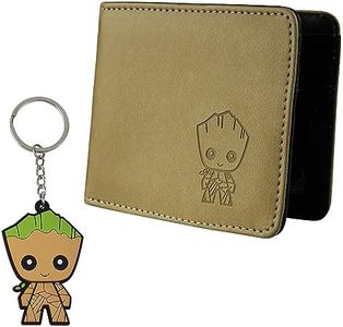 Marvel Cartera de Dibujos para Hombres y Adolescentes - Monedero Chico con Diseño Groot Incluye Llavero (Beige Groot)