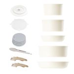 Caannasweis Detachable Nonstick Cookware Set - Stackable Induction Pots and Pans With Removable Handles, Dishwasher Safe - For RV Camping, Oven and Stovetop Use, 5 Pieces (Beige)