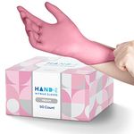 Pink Nitrile Disposable Gloves Medium, 50 Count - Esthetician, Nail Tech, Microblading, Hair Dye & Stylist, Salon, Cleaning Gloves - Latex Free Gloves