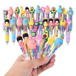 AUAUY Cute Multicolor Ballpoint Pen, 32Pcs Fun Cartoon 4 Color Pen Set, Multi Pens 4 in 1, Retractable Ballpoint Pens, Party Bag Fillers for Kids, Mini Pens for School Supplies Students Children Gift