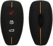 kwmobile Car Key Cover Compatible with Ford 3 Button Car Key Keyless Go Key Cover - Silicone Protective Car Key Fob Case - Black/Orange