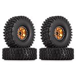 INJORA 1.9 RC Crawler Tires and Wheels Beadlock Rims 4pcs Tires Set for 1/10 RC Crawler Axial SCX10 90046 AXI03007 TRX4 (Gold)