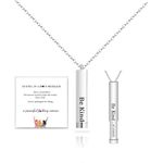 LIU JUN Be Kind Of A B Necklaces For Women, To Best Friends Sorority Sisters Inspirational Square Tubes Pendant With Hidden Message Stainless Steel Band Friendship Gift Jewelry, Stainless Steel, No