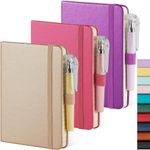 NIRMIRO 3 Pack Pocket Notebook Journal with Pen, Mini Small Notepad Notebook 3.7" x 5.7" for Women Writing, 408 Pages, Pearlescent Pink Purple Gold