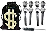 Newzenx® Oil Crystal Pipe 6 Inch Light Black (12mm/6 Inch/4 Pieces Combo Value Pack) Incl. Velvet Pouch & Pipe Cleaner