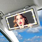 Car Vanity Mirror With Lights,Rechargeable Car Mirror Visor with 3 Lighting Modes & 60 LEDs Touch Screen Dimmable USB Travel Makeup Mirror for Car Truck SUV Universal Rear View Mirror