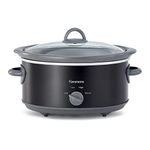 Kenmore 5 Quart Slow Cooker Compact Countertop Cooking Essential Kitchen Appliance Warm Braise Simmer Sous Vide Stew Soup Curry Chili Fondue Yogurt Black and Grey