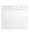 CKB Ltd 10x Conference Extra Large Horizontal Clear ID Badge Card Plastic Pocket Holder Pouchs 118mm x 110mm / Holds a Card 115mm x 95mm