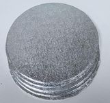 Art of Cake, Round Turned Edge Cake Cards/Double Thick 6in Round Cake Board Silver Fern Covering (3mm Thick) 6 in/ 150mm (Pack of 5