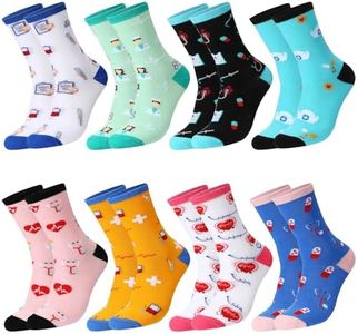 Hicarer 8 Pares Calcetines Divertidos Novedosos de Algodón para Regalo Profesora Enfermera Día de la Enfermera Graduación