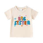 Baby Girl Big Sister Little Sister T Shirt Tops Boys Brother Bodysuit Sibling Matching Outfit Lil Sis Bro Tees Clothes (big sister 1 - beige, 18-24 Months)