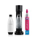 Sodastream Gaia Manual Sparkling Water Maker - Cordless Sparkling Water Machine with 1 Litre Reusable BPA-Free Water Bottle for Carbonating and 60 Litre Quick Connect Co2 Gas Cylinder - Black