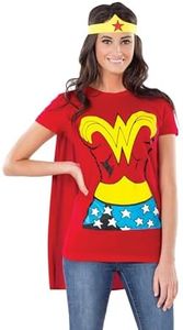 Rubie's womens Dc Comics Wonder Woman T-shirt With Cape and Headband Adult Sized Costumes, Red, X-Large US