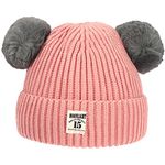 XYIYI Baby Kids Winter Warm Knit Hat Infant Toddler Crochet Fur Pom Beanie Cap for 6-24Months Boys Girls (Pink)