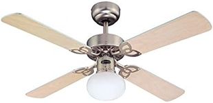 Westinghouse Lighting 7227240 Vegas, Traditional Ceiling Fan with Light, 105 cm, Brushed Aluminum Finish, Opal Frosted Glass