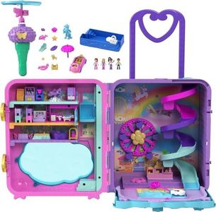 Polly Pocket Dolls, Playset and Travel Toys, 4 Dolls, 1 Vehicle, 25+ Accessories, Resort Roll Away