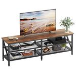 Mexin TV Stand for 65 75 Inch TV, 63 Inch TV Stand with Storage, TV Bench for Living Room and Bedroom, Modern TV Console, Entertainment Center, Rustic Brown