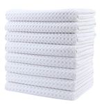 Polyte Ultra Premium Microfiber Kitchen Dish Hand Towel Waffle Weave, 8 Pack (16x28 in, White)