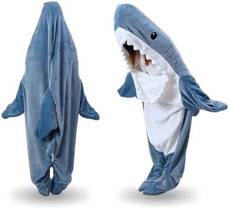CLOUDYSHARKS Blanket Hoodie Onesie Adult & Kid, Wearable Shark Blanket | Shark Sleeping Bag | Soft Cozy Shark Onesie Costume
