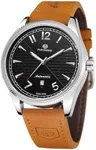 FORSINING Men's Hand-Wind Mechanical Simple Analog Dial Fashion Leather Strap Wrist Watch