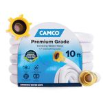 Camco TastePURE 10’ Camper/RV Drinking Water Hose - Certified Drinking Water Safe - Features Reinforced PVC Design w/Brass Fittings & Swivel Female Connector - 1/2-Inch ID (22743)