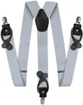 Vittorio Farina Convertible Suspenders - Interchangeable Clip & Button Styles (Silver/Silver)