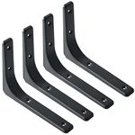 Sayayo Black Shelf Bracket Heavy Duty Metal L Bracket for Shelf, Wooden Shelf Support Wall Hanging 200mm*150mm, 4 Pcs, EJR200B-4P