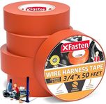 XFasten Wire Harness Tape Orange 5-Pack, 3/4 Inch x 50-Feet 250 Feet Total High Heat Resistant Automotive Wire Loom Tape Cloth Electrical Tape Automotive Fabric High Heat Cable Wrap Tape